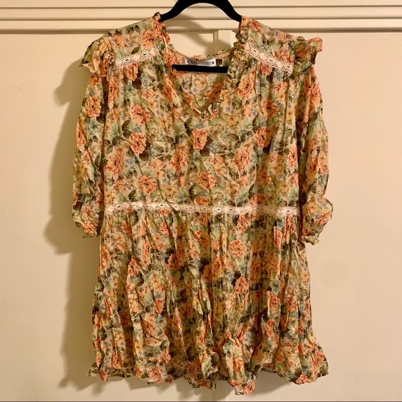 Zara Dresses Zara Floral Ruffle Tiered Babydoll Dress Poshmark